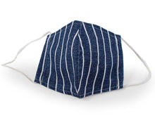 画像をギャラリービューアに読み込む, マスク 洗えるマスク デニム風 ネイビー 縞 ガーゼ 洗える 在庫あり 日本製 耳ゴム 国内発送 個包装 女性 男性 大人 リバージュ