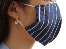 画像をギャラリービューアに読み込む, マスク 洗えるマスク デニム風 ネイビー 縞 ガーゼ 洗える 在庫あり 日本製 耳ゴム 国内発送 個包装 女性 男性 大人 リバージュ