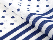 画像をギャラリービューアに読み込む, 帯揚げ 単品 夏 正絹 白・紺地 ストライプ・ドット柄 帯あげ 絽 和装小物 和装 夏着物 絽 紗 夏物 小紋 おしゃれ 上品 ネコポス発送可能 あす楽