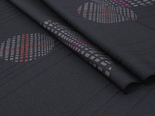 画像をギャラリービューアに読み込む, 着物 反物 正絹小紋反物 黒地 ドット丸紋 ストライプ フルオーダーお仕立て付き 手縫い仕立て 丹後ちりめん 小紋 着物反物 着物 和装 和服 レディース 女性