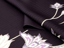 画像をギャラリービューアに読み込む, 着物 反物 正絹小紋反物 濃紫 更紗花 フルオーダーお仕立て付き 手縫い仕立て 丹後ちりめん 小紋 着物反物 着物 和装 和服 レディース 女性 おしゃれ きもの