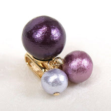 画像をギャラリービューアに読み込む, 帯留 コットンパール 3粒 アメジスト パープル 紫 単品 三分紐を通す シンプル エレガント 可愛い 帯留め 帯どめ 軽量 小紋 洒落着 色無地 パーティー クリスマス お正月 和装小物 着物 和服 和装 帯飾り MIZUHO 日本製 KZ