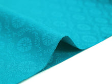 画像をギャラリービューアに読み込む, 洗える 色無地 着物 反物 レディース セミオーダー 仕立て付 紋意匠 XS S M L XL サイズ 袷 単衣 無地 青 エメブルー色 葵 地紋 百華 MOMOKA レトロ 結婚式 卒業式 卒園式 和装 和服 女性 小紋 送料無料 きもの 羽織 コート KZ