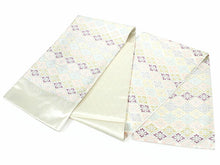 画像をギャラリービューアに読み込む, 袋帯 単品 絹 未使用 仕立て付き ホワイト 花菱 六通柄 西陣織 河合美術織物謹製 証紙付き フォーマル 洒落 ふくろ帯 女性 レディース 着物 和装 和服 訪問着 付け下げ 色無地 伝統工芸 おしゃれ着 送料無料 新品