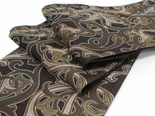 画像をギャラリービューアに読み込む, 袋帯 単品 絹 六通柄 未使用 仕立て付き こげ茶 ツタ 六通 西陣織 弥禅屋謹製 証紙付き 洒落 ふくろ帯 女性 レディース 着物 和装 和服 訪問着 付け下げ 色無地 伝統工芸 おしゃれ着 送料無料 新品