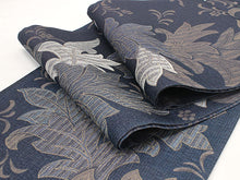 画像をギャラリービューアに読み込む, 袋帯 単品 絹 六通柄 未使用 仕立て付き 渋紺 ギリシャ紋様 六通 西陣織 吉村織物謹製 証紙付き 洒落 ふくろ帯 女性 レディース 着物 和装 和服 訪問着 付け下げ 色無地 伝統工芸 おしゃれ着 送料無料 新品