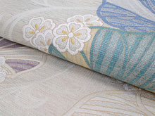 画像をギャラリービューアに読み込む, 袋帯 単品 絹 六通柄 未使用 仕立て付き オフホワイト 葉っぱ 花 アールヌーヴォー ぬれぬき 六通 西陣織 吉村織物謹製 証紙付き 洒落 ふくろ帯 女性 レディース 着物 和装 和服 訪問着 付け下げ 色無地 伝統工芸 おしゃ