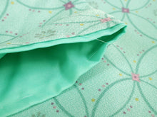 画像をギャラリービューアに読み込む, 洗える着物 コーディネートセット 袷 名古屋帯 正絹帯揚げ帯締め Lサイズ 4点セット 小紋 レディース 女性 青磁地 七宝柄 着物 薄桜鼠地 変わり横段縞柄 帯 帯あげ 帯〆 プレタ 和装 和服 きものセット 送料無料 あす