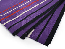 画像をギャラリービューアに読み込む, 洗える着物 コーディネートセット 袷 名古屋帯 正絹帯揚げ帯締め Mサイズ 4点セット 小紋 レディース 女性 白地 ブルー系絣格子柄 着物 紫地 縞柄 帯 帯あげ 帯〆 プレタ 和装 和服 きものセット 送料無料 あす楽