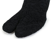 画像をギャラリービューアに読み込む, レース足袋 フリース 冬用 2カラー S M L LL 3L サイズ オフホワイト ブラック 四枚こはぜ コハゼ クッション底 おしゃれ レース あったか 足袋 暖かい たび 着付け小物 和装小物 成人式にも 着物 和服