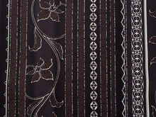 画像をギャラリービューアに読み込む, 洗える着物 コーディネートセット 袷 名古屋帯 正絹帯揚げ帯締め フリーサイズ 4点セット 小紋 レディース 女性 ハナエモリ 焦げ茶地 更紗柄 着物 薄緑地 葡萄柄 帯 帯あげ 帯〆 プレタ ブランド 和装 和服 きものセッ