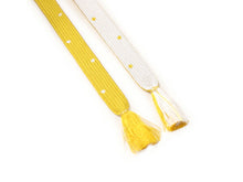 画像をギャラリービューアに読み込む, 三分紐 帯締め 正絹 単品 イエローXホワイト 霰柄 リバーシブル ブランド coten こてん おしゃれ 小紋 普段着用 くみひも 和装小物 着物 和服 和装 女性 レディース ネコポス発送可能 あす楽