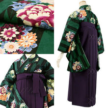 画像をギャラリービューアに読み込む, 卒業式 二尺袖 着物 袴 2点セット S M L LL サイズ 全4柄 七宝 牡丹 矢羽根 藤 無地 ショート丈 大学生 小学生 ジュニア 購入 販売 2尺袖 和装 和服 洗える着物 大人 女性 レディース 古典 モダン 謝恩会 送料無料<br>