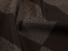 画像をギャラリービューアに読み込む, 正絹 小紋 反物 十日町 絣 こげ茶 縞 市松 フルオーダー 仕立て付き 湯のし付き 柿渋 着物 和装 和服 着尺 単品 袷 単衣 女性 レディース 送料無料