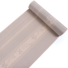 画像をギャラリービューアに読み込む, 正絹 小紋 反物 十日町 絣 薄ベージュ 縞 枝葉 フルオーダー 仕立て付き 湯のし付き 柿渋 着物 和装 和服 着尺 単品 袷 単衣 女性 レディース 送料無料