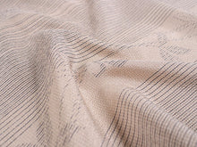 画像をギャラリービューアに読み込む, 正絹 小紋 反物 十日町 絣 薄ベージュ 縞 枝葉 フルオーダー 仕立て付き 湯のし付き 柿渋 着物 和装 和服 着尺 単品 袷 単衣 女性 レディース 送料無料
