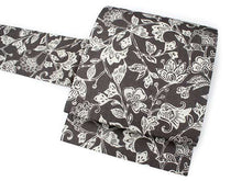 画像をギャラリービューアに読み込む, 仕立て上がり夏名古屋帯 帯留 三分紐 3点セット 黒褐地 更麻柄 帯 アッシュグリーン地 帯締め ゴールド あわじ結び 帯留め お洒落 九寸 なごや帯 和装小物 レディース 女性 新品 送料無料 あす楽