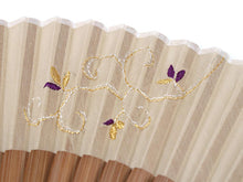 画像をギャラリービューアに読み込む, 扇子 扇子袋 2点セット レディース ベージュ 唐草模様 箱入り エコ ギフト プレゼント 春 夏 母の日 婦人 女性 女 綿 シルク 京扇子 せんす あす楽