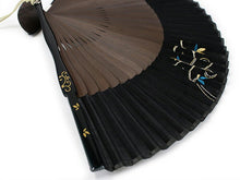 画像をギャラリービューアに読み込む, 扇子 扇子袋 2点セット レディース 黒 唐草模様 箱入り エコ ギフト プレゼント 春 夏 母の日 婦人 女性 女 綿 シルク 京扇子 せんす あす楽