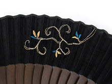 画像をギャラリービューアに読み込む, 扇子 扇子袋 2点セット レディース 黒 唐草模様 箱入り エコ ギフト プレゼント 春 夏 母の日 婦人 女性 女 綿 シルク 京扇子 せんす あす楽