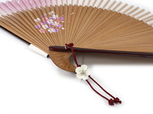 画像をギャラリービューアに読み込む, 扇子 扇子袋 2点セット レディース ピンク 桜かすみ 箱入り エコ ギフト プレゼント 春 夏 母の日 婦人 女性 女 シルク 京扇子 せんす あす楽