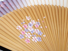 画像をギャラリービューアに読み込む, 扇子 扇子袋 2点セット レディース パープル 桜かすみ 箱入り 大きめ Large Size エコ ギフト プレゼント 春 夏 母の日 婦人 女性 女 シルク 京扇子 せんす あす楽