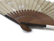 画像をギャラリービューアに読み込む, 扇子 男性用 単品 緑ベージュ 鳥獣戯画 メンズ エコ ギフト プレゼント 春 夏 父の日 紳士 男 男性 綿 京扇子 せんす あす楽