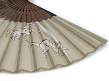 画像をギャラリービューアに読み込む, 扇子 男性用 単品 緑ベージュ 鳥獣戯画 メンズ エコ ギフト プレゼント 春 夏 父の日 紳士 男 男性 綿 京扇子 せんす あす楽