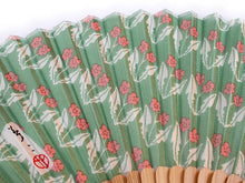 画像をギャラリービューアに読み込む, 扇子 女性用 単品 緑地 花柄 竹久夢二 レディース エコ ギフト プレゼント 贈り物 春 夏 母の日 婦人 女性 女 絹 シルク SILK 大正ロマン レトロ 京扇子 せんす 小物 雑貨 あす楽