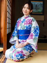 画像をギャラリービューアに読み込む, 浴衣 単品 レディース オフホワイト地紫陽花柄 フリーサイズ 浴衣のみ 浴衣単品 2022 大人 ゆかた 粋 レトロ モダン 和装 和服 女性 夏祭り 花火大会