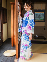 画像をギャラリービューアに読み込む, 浴衣 単品 レディース オフホワイト地紫陽花柄 フリーサイズ 浴衣のみ 浴衣単品 2022 大人 ゆかた 粋 レトロ モダン 和装 和服 女性 夏祭り 花火大会