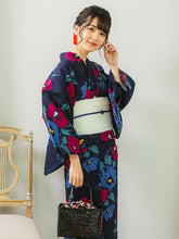 画像をギャラリービューアに読み込む, 浴衣 単品 レディース 黒地に洋花 フリーサイズ 浴衣のみ 浴衣単品 2022 大人 ゆかた 粋 レトロ モダン 和装 和服 女性 夏祭り 花火大会