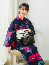 画像をギャラリービューアに読み込む, 浴衣 単品 レディース 黒地に洋花 フリーサイズ 浴衣のみ 浴衣単品 2022 大人 ゆかた 粋 レトロ モダン 和装 和服 女性 夏祭り 花火大会