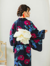 画像をギャラリービューアに読み込む, 浴衣 単品 レディース 黒地に洋花 フリーサイズ 浴衣のみ 浴衣単品 2022 大人 ゆかた 粋 レトロ モダン 和装 和服 女性 夏祭り 花火大会