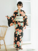 画像をギャラリービューアに読み込む, 浴衣 単品 レディース 黒地朝顔柄 フリーサイズ 浴衣のみ 浴衣単品 2022 大人 ゆかた yukata 綿 麻 粋 レトロ モダン 和装 和服 女性 夏祭り 花火大会
