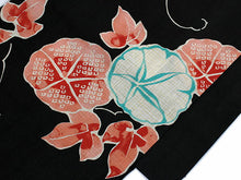 画像をギャラリービューアに読み込む, 浴衣 単品 レディース 黒地朝顔柄 フリーサイズ 浴衣のみ 浴衣単品 2022 大人 ゆかた yukata 綿 麻 粋 レトロ モダン 和装 和服 女性 夏祭り 花火大会