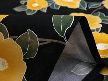 画像をギャラリービューアに読み込む, 浴衣 単品 レディース 黒地椿柄 フリーサイズ 浴衣のみ 浴衣単品 大人 ゆかた yukata 綿 粋 レトロ モダン 和装 和服 女性 夏祭り 花火大会