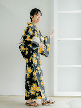 画像をギャラリービューアに読み込む, 浴衣 単品 レディース 黒地椿柄 フリーサイズ 浴衣のみ 浴衣単品 大人 ゆかた yukata 綿 粋 レトロ モダン 和装 和服 女性 夏祭り 花火大会