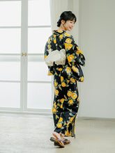 画像をギャラリービューアに読み込む, 浴衣 単品 レディース 黒地椿柄 フリーサイズ 浴衣のみ 浴衣単品 大人 ゆかた yukata 綿 粋 レトロ モダン 和装 和服 女性 夏祭り 花火大会