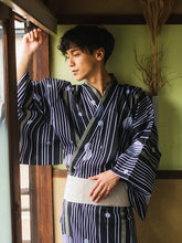 画像をギャラリービューアに読み込む, 浴衣 メンズ 単品 黒地 水玉ストライプ柄 おしゃれ 粋 M L LL 2022 花火大会 夏祭り 男性 紳士 155cm〜185cm 男性浴衣
