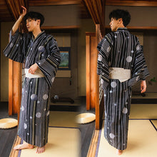 画像をギャラリービューアに読み込む, 浴衣 メンズ 単品 黒地 水玉ストライプ柄 おしゃれ 粋 M L LL 2022 花火大会 夏祭り 男性 紳士 155cm〜185cm 男性浴衣