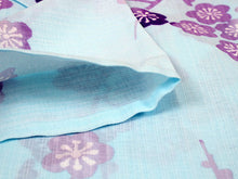 画像をギャラリービューアに読み込む, 洗える夏着物 コーディネート 4点セット L サイズ 水色地 枝梅柄 夏きもの 半円幾何学柄 絽つづれ 名古屋帯 絽 帯揚げ 平組 帯締め 和装 和服 レディース 女性 カジュアル 普段着 おでかけ お気軽 上品 夏 吸汗速乾 き