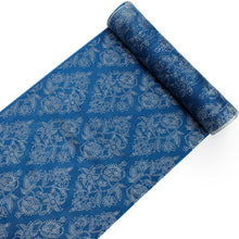 画像をギャラリービューアに読み込む, 夏着物 反物 正絹 紬 フルオーダー 仕立て付き 暗い藍色 花唐草 丹後ちりめん 小紋 女性 レディース 送料無料