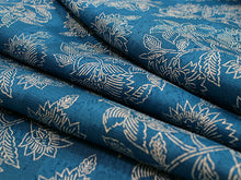 画像をギャラリービューアに読み込む, 夏着物 反物 正絹 紬 フルオーダー 仕立て付き 暗い藍色 花唐草 丹後ちりめん 小紋 女性 レディース 送料無料