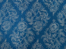 画像をギャラリービューアに読み込む, 夏着物 反物 正絹 紬 フルオーダー 仕立て付き 暗い藍色 花唐草 丹後ちりめん 小紋 女性 レディース 送料無料