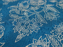 画像をギャラリービューアに読み込む, 夏着物 反物 正絹 紬 フルオーダー 仕立て付き 暗い藍色 花唐草 丹後ちりめん 小紋 女性 レディース 送料無料