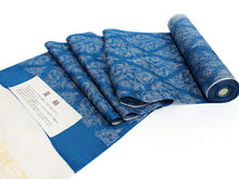 画像をギャラリービューアに読み込む, 夏着物 反物 正絹 紬 フルオーダー 仕立て付き 暗い藍色 花唐草 丹後ちりめん 小紋 女性 レディース 送料無料