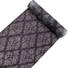 画像をギャラリービューアに読み込む, 夏着物 反物 正絹 紬 フルオーダー 仕立て付き 茶紫 花唐草 丹後ちりめん 小紋 女性 レディース 送料無料