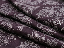 画像をギャラリービューアに読み込む, 夏着物 反物 正絹 紬 フルオーダー 仕立て付き 茶紫 花唐草 丹後ちりめん 小紋 女性 レディース 送料無料