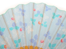 画像をギャラリービューアに読み込む, 扇子 女性用 単品 水色地 野いちご柄 hana ichimatsu kyoto レディース エコ ギフト プレゼント 贈り物 春 夏 母の日 婦人 女性 女 綿 コットン レトロ カジュアル せんす 軽量 小物 雑貨